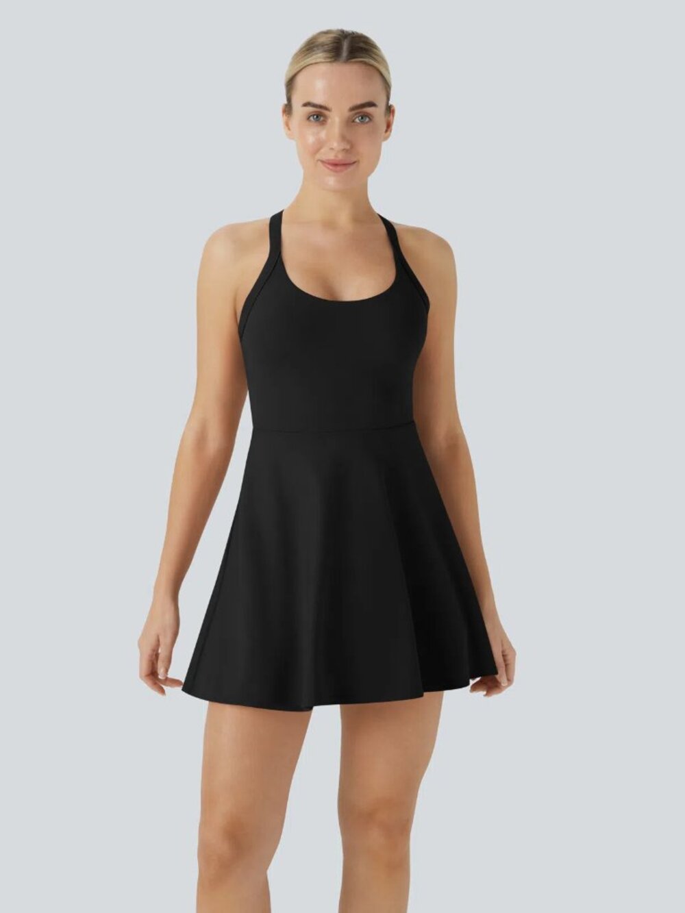 NWT Halara Black Softlyzero Airy Backless Twisted Active Dress Size Small